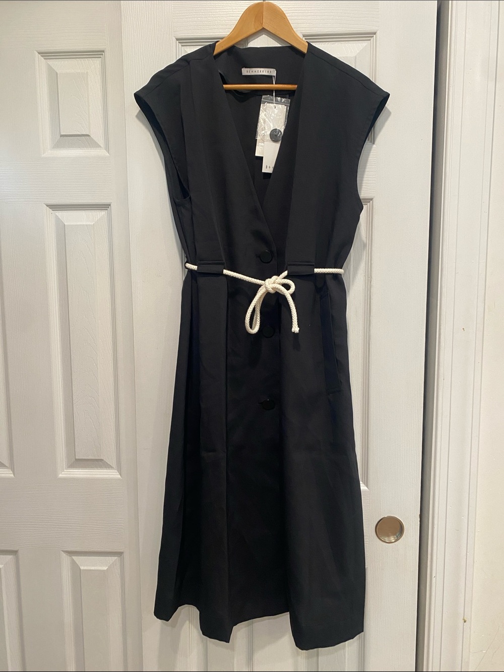 Sleeveless Black Trench Vest with Rope Belt by COS